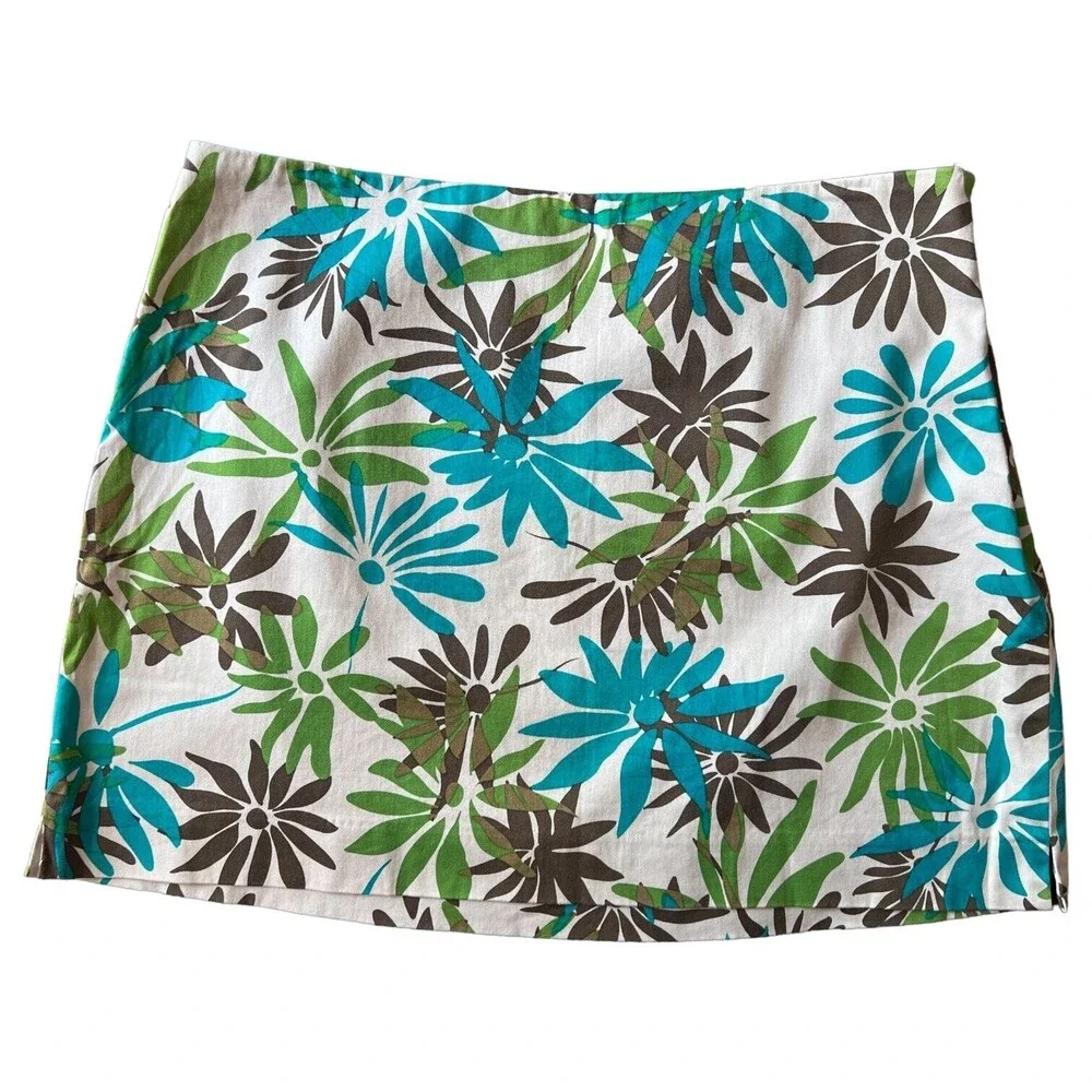 Express Stretch Mini Skirt Size 9/10 Floral With Free NWT Blue Tank Top Large